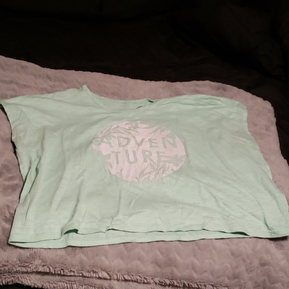 Old Navy "Adventure" teal crop top